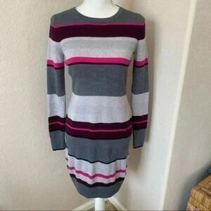 Clements Ribeiro striped extra fine pure merino wool long dress Size Sm…